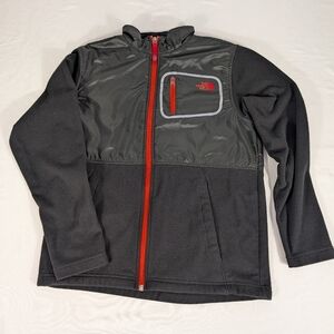 The North Face Boy's Jacket Black with Red Branding Full Zip Size Large